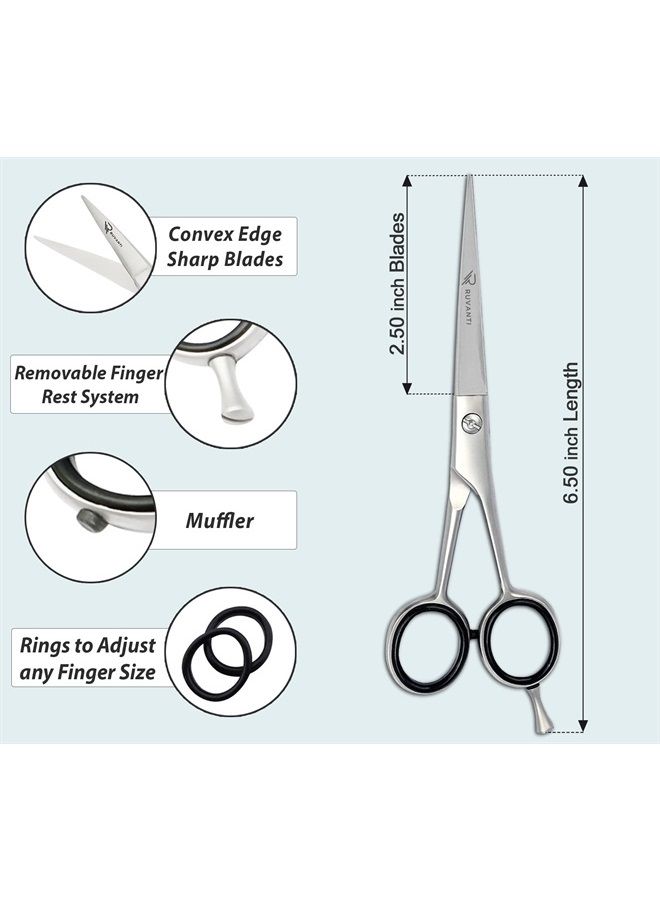 Ruvanti Professional Hair Cutting Scissors - Barber Shears for Salon and Home Use - Sharp Durable Razor Edge Tijeras De Peluqueria Profesional - Comfortable Grip Handles with Case by Ruvanti - Image 4