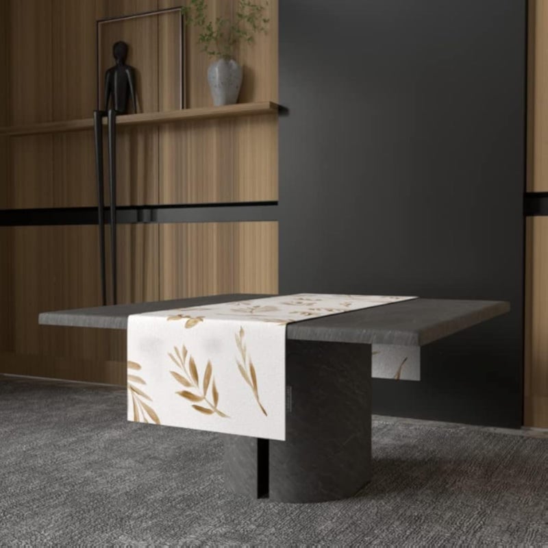 ART MOOD HOME Eve Runner Velvet Gold x Blue 35W x 140L CM