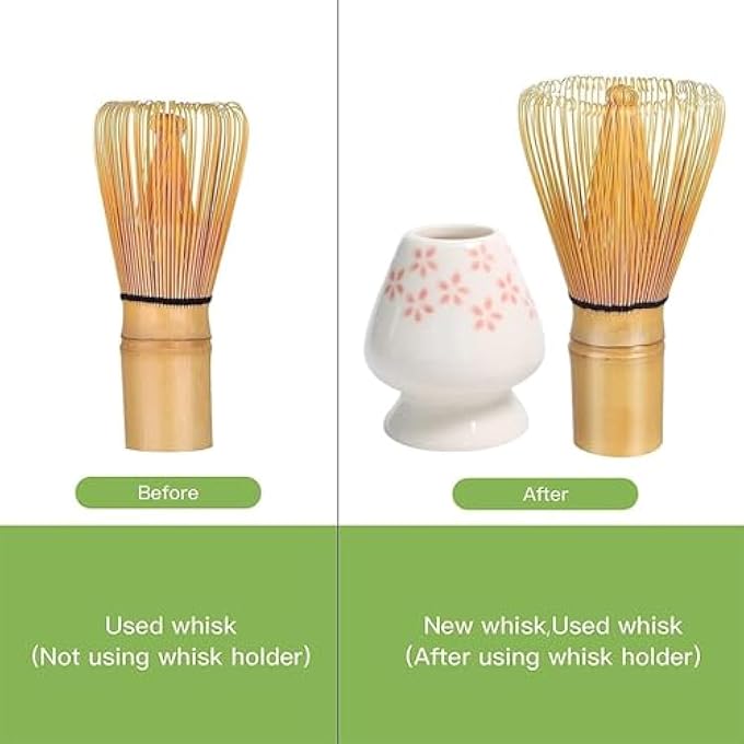 MostNow 4Pcs Matcha Tea SetTraditional Japanese Matcha Tea Ceremony Kit With Bamboo Whisk  Matcha Bowl With Spout  Matcha Whisk Holder  Sifter Cherry - Image 5