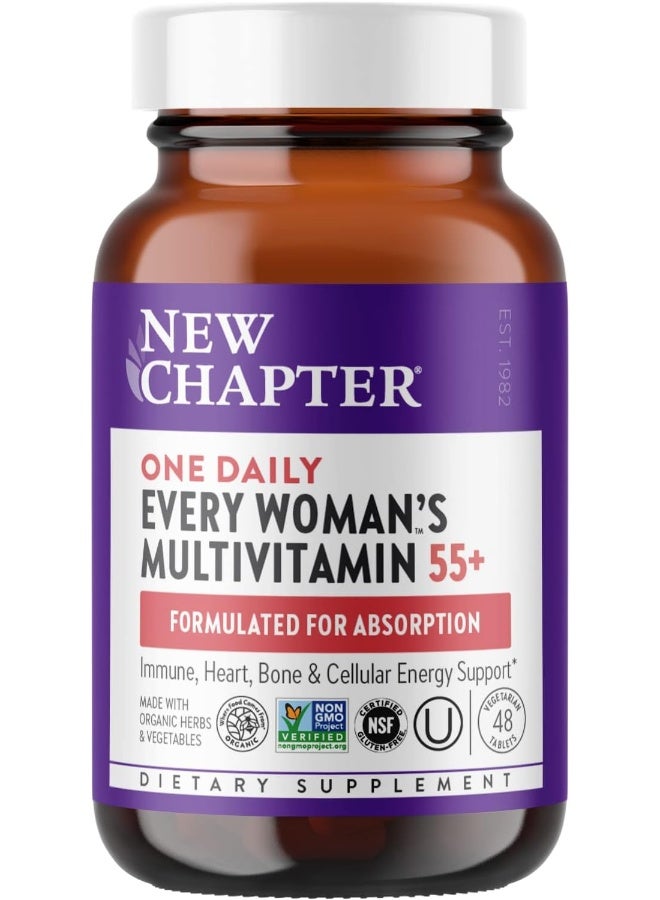 نيو تشابتر الفيتامينات المتعددة للنساء 50 زائد - كل امرأة يوميًا 55+ مع البروبيوتيك المخمرة + الأطعمة الكاملة + أستازانتين + مكونات عضوية غير معدلة وراثيًا - 48 قيراط (قد تختلف التعبئة) - Image 1