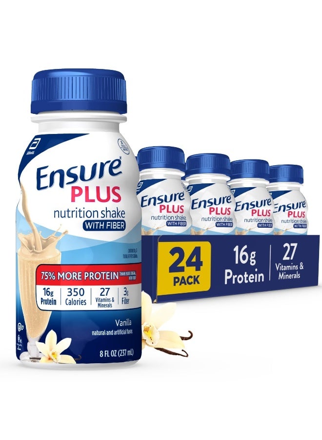Ensure Plus Nutrition Shake With Fiber 16 Grams Quality Protein Milk Vanilla Pack Of 24