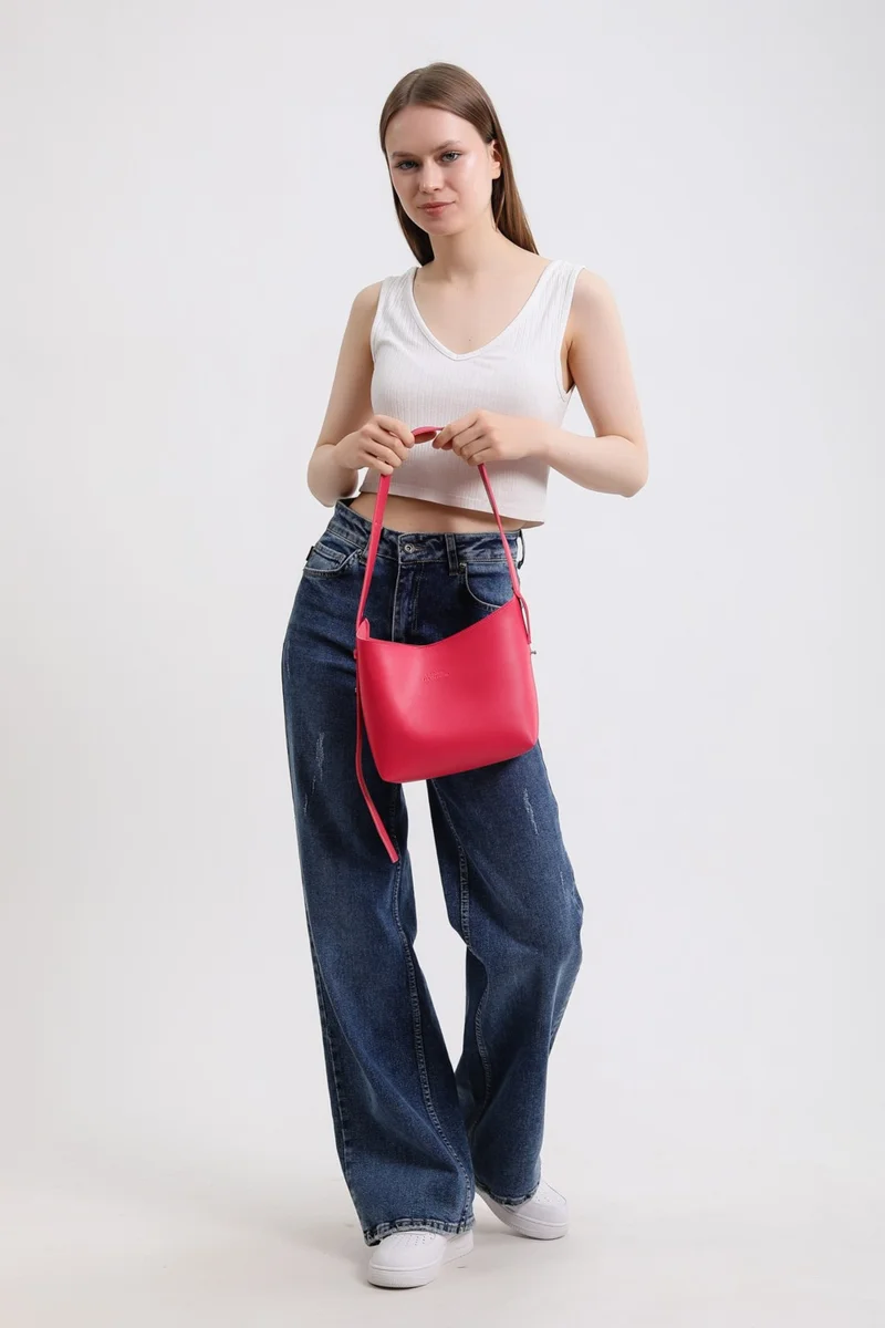 نوثينج Women's Leather Snap Makeup Bag 3-Stage Design Adjustable Strap Hand, Shoulder and Crossbody Bag