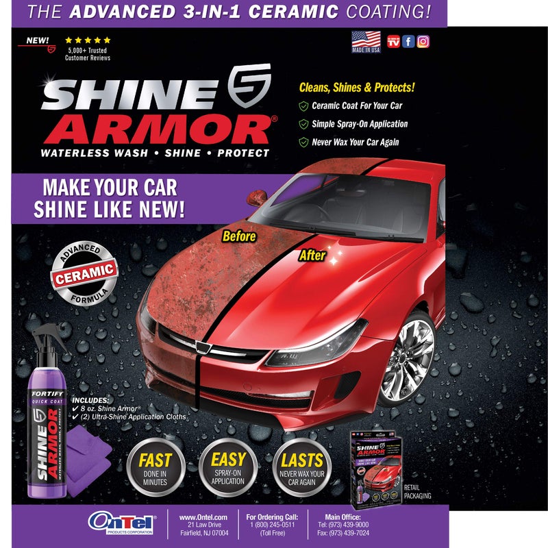 SHINE ARMOR Fortify Quick Coat High Performance Ceramic Coating, Car Wax Spray, Hydrophobic Top Coat Polish and Polymer Paint Sealant Protection for Vehicle Leather Seat, Tires, Bumpers, Rims Made in - Image 5