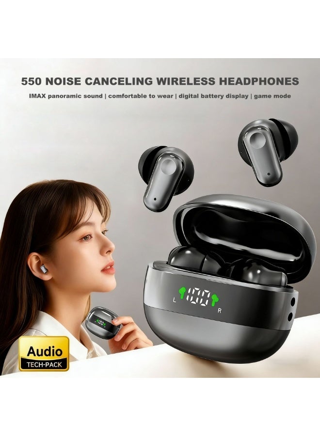 MINI550-Wireless headphones in-ear high-fidelity stereo headphones with noise cancellation feature and LED display mini headphones - Image 4