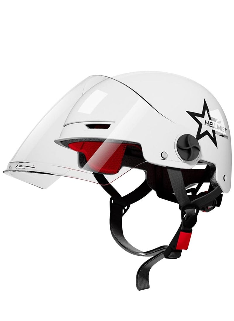 Arabest Motorcycle Helmet, Scooter Helmet with Safety Goggles, Biker Cruiser Brain-Cap for Moped Helmet for Adults, Teenagers, Men, Women (White)  - Image 1