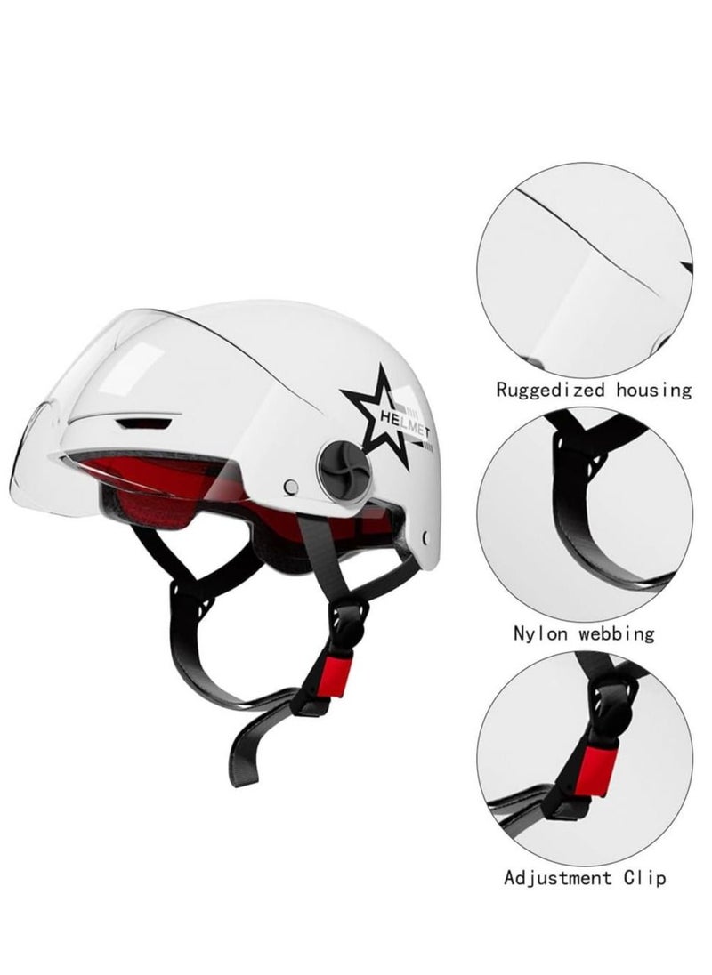 Arabest Motorcycle Helmet, Scooter Helmet with Safety Goggles, Biker Cruiser Brain-Cap for Moped Helmet for Adults, Teenagers, Men, Women (White)  - Image 4