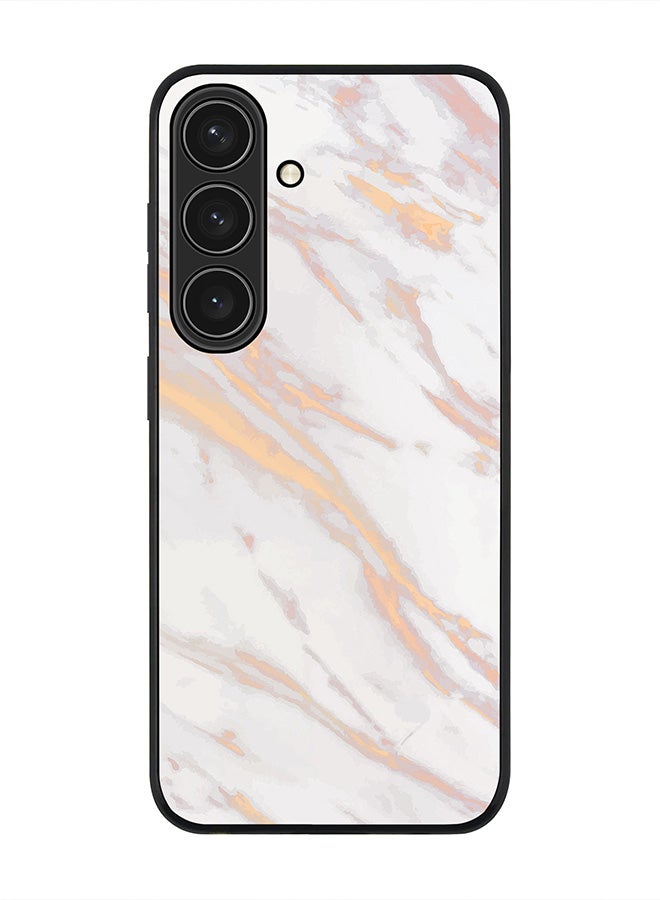 Stylizedd Rugged Black edge case for Samsung Galaxy S24, Slim fit Soft Case Flexible Anti Drop TPU Gel Thin Cover- Marble Print Gold Grey - Image 1