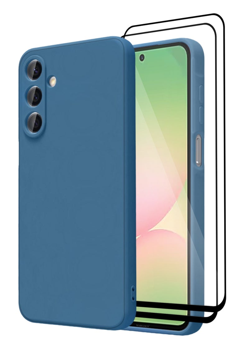 3Packs Liquid Silicone Case for Samsung Galaxy A36 Protective Phone Case with Soft Anti-Scratch Microfiber Lining Utra Slim Drop Protection Phone Cover with Two 3D Screen Protectors - Blue - Image 1