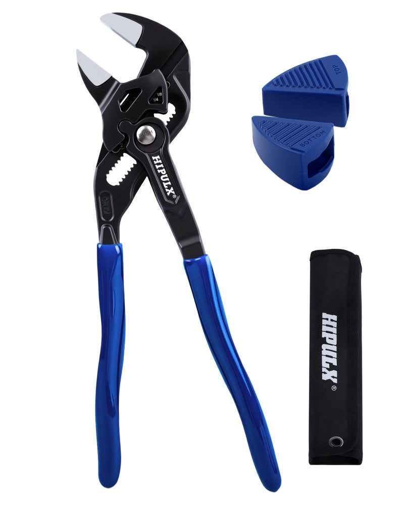 HIPULX 7-Inch Pliers Wrench with 2 Protective Covers - Professional Grade CRV Steel Adjustable Parallel Jaw Wrench with One-Click Resizing, Storage Pouch for All Types of Nuts, Water Pipes, etc - Image 1