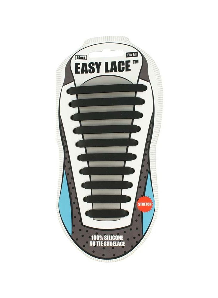 Easy Lace Silicone Shoelaces Flat Black - Image 1
