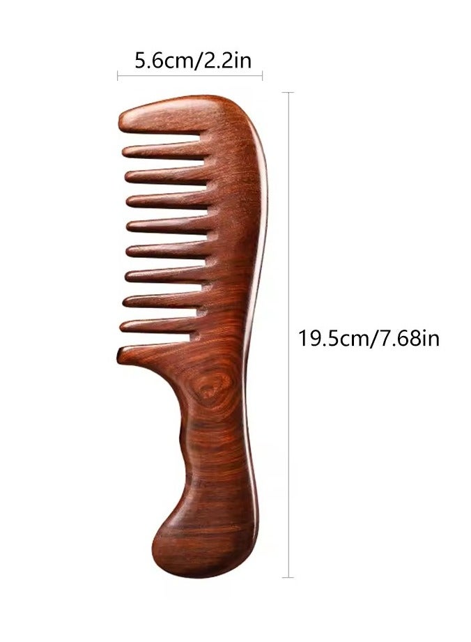 جلوسكي خشب الصندل الطبيعي أمشاط الشعر مكافحة ساكنة مشط خشبي مدلك طويل واسع الأسنان فك تشابك خشب الصندل مشط العناية بالشعر هدية منزلية رقم - Image 2