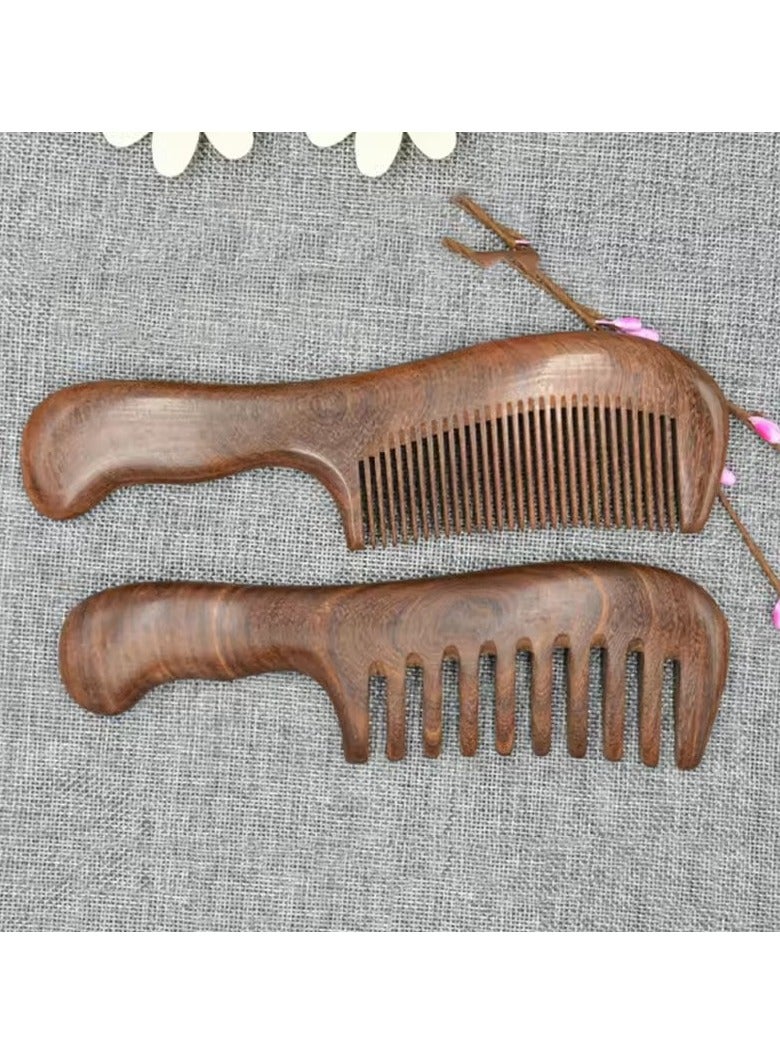 جلوسكي خشب الصندل الطبيعي أمشاط الشعر مكافحة ساكنة مشط خشبي مدلك طويل واسع الأسنان فك تشابك خشب الصندل مشط العناية بالشعر هدية منزلية رقم - Image 3