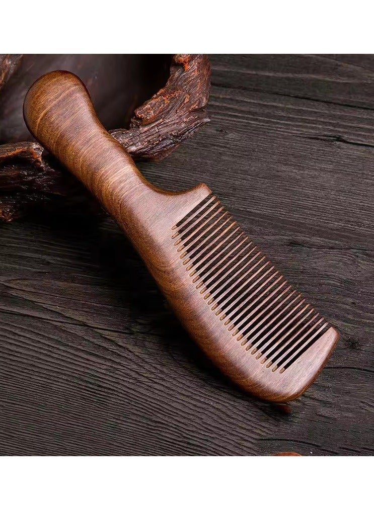 جلوسكي خشب الصندل الطبيعي أمشاط الشعر مكافحة ساكنة مشط خشبي مدلك طويل واسع الأسنان فك تشابك خشب الصندل مشط العناية بالشعر هدية منزلية رقم - Image 4
