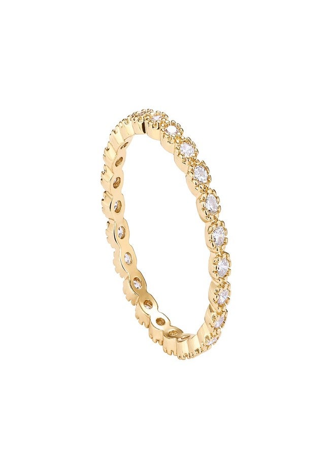 PAVOI 14K Yellow Gold Plated Marquise Milgrain CZ Eternity Ring for Women - Image 1