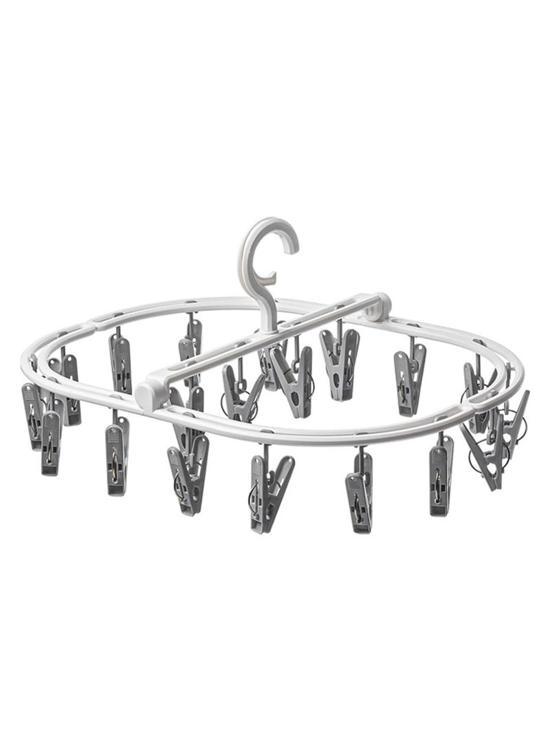Foldable Drying Rack Hanger, Folding Portable Underwear Hangers with Clips Socks 20 Clips 360° Rotatable Hook for Drying Towels Bras Baby Clothes Gloves - Image 1
