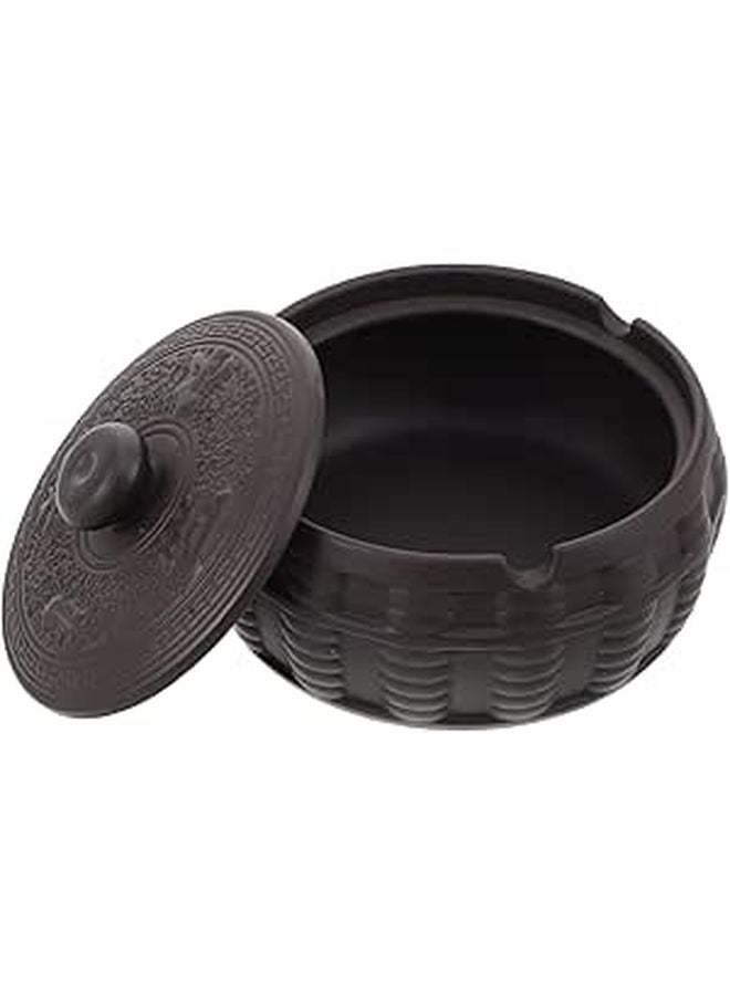 Purple Clay Ceramic Ashtray with Lid Vintage Decorative Windproof Smoking Accessory - Image 1