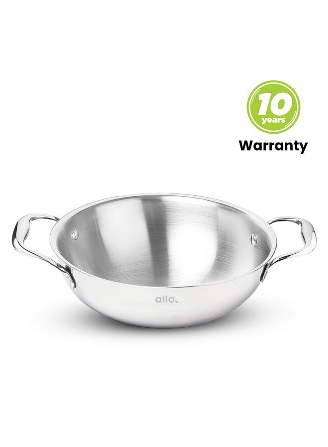 Allo Triply Stainless Steel Kadhai with Handles|Perfect Kadhai for Curry/Stir-Fry/Deep-Fry/DryVeg/Saute Induction Friendly Naturally Non-Stick | 10 Years Warranty, 20cm, 1.5 litres Without lid - Image 5