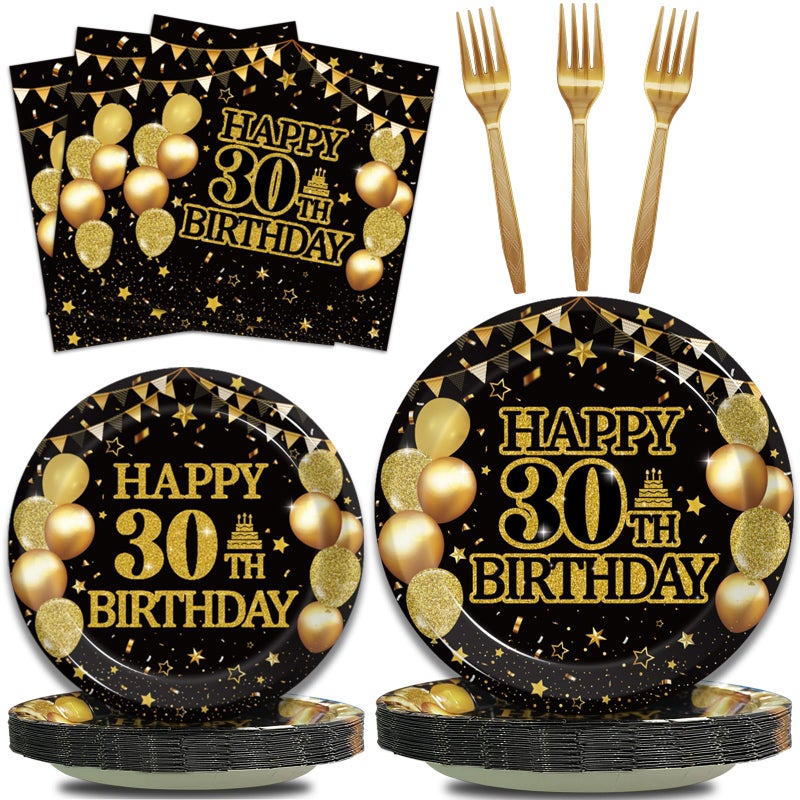 Kepeel 96Pcs 30Th Birthday Party Tableware Set  Back In 1994 Birthday Party Decorations Supplies For Men Women Kepeel Cheers To 30 Years Birthday Party Dessert Plates Napkins Forks Favors  Serve 24 - Image 1