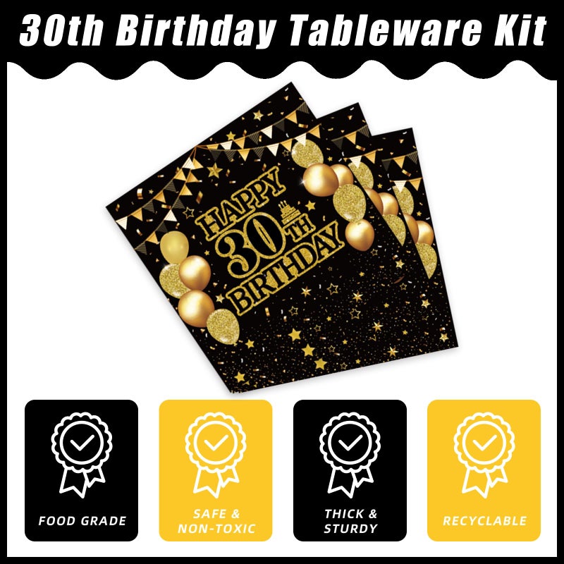 Kepeel 96Pcs 30Th Birthday Party Tableware Set  Back In 1994 Birthday Party Decorations Supplies For Men Women Kepeel Cheers To 30 Years Birthday Party Dessert Plates Napkins Forks Favors  Serve 24 - Image 4