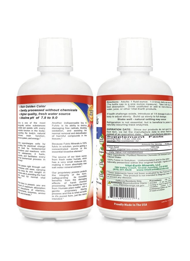 Vital Earth Minerals Fulvic Mineral Liquid For Trace Mineral Drops In Water Pure Fulvic Acid Trace Minerals Supplement Chemical Free Extracted From Humic With Purified Water 32 Fl Oz  - Image 3