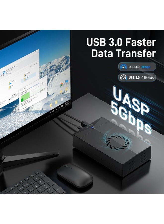 فيديكو علبة محرك أقراص صلبة خارجية P3U-U3 USB 3.0 - تدعم محركات الأقراص الصلبة SATA HDD/SSD مقاس 2.5 بوصة و3.5 بوصة مع مروحة تبريد - Image 3