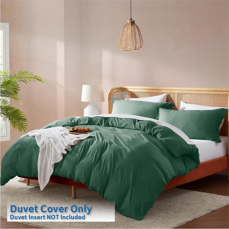 Nestl California King Duvet Cover Sets Dark Green - Soft Duvet Cover California King, 3 Piece Double Brushed Duvet Cover with Button Closure, 1 Cal King Duvet Cover 104x98 inches and 2 Pillow Shams - Image 2