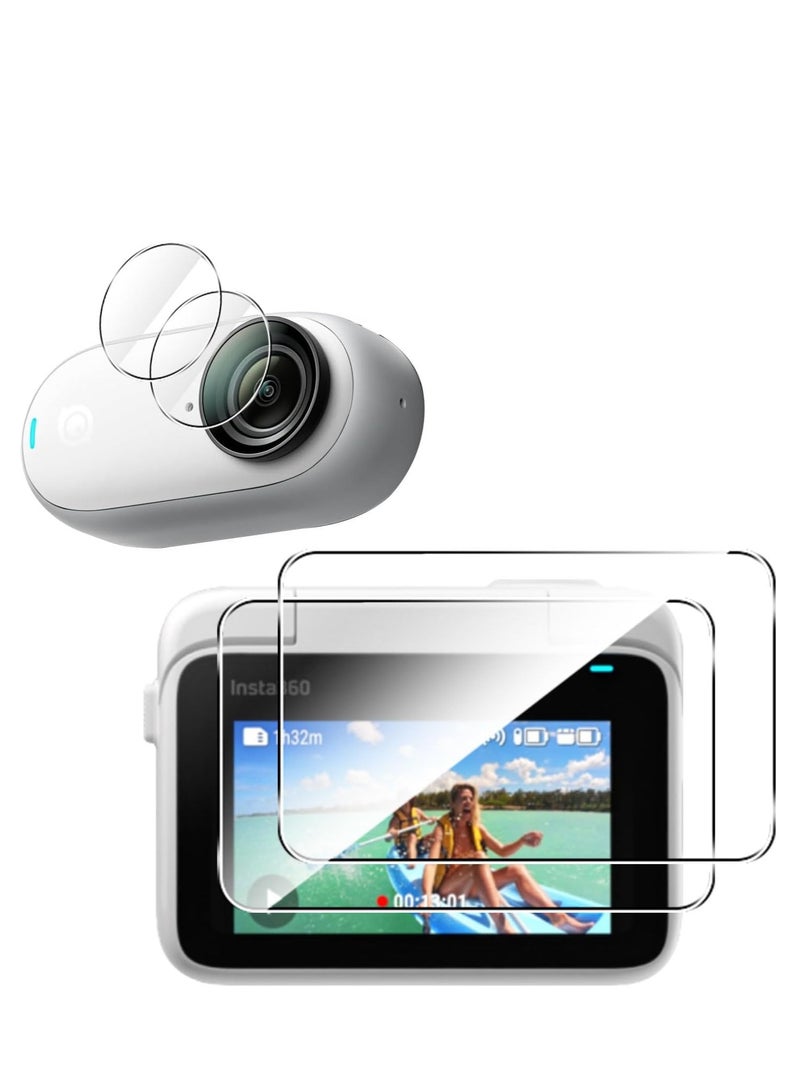 2 Set Screen Lens Protector Film for Insta360 GO 3S Tempered Glass Protective Film Clear 9H Anti-Bubble HD Film Anti-Dust and Scratch Resistant GO3S Camera Lens and Screen Protection - Image 1