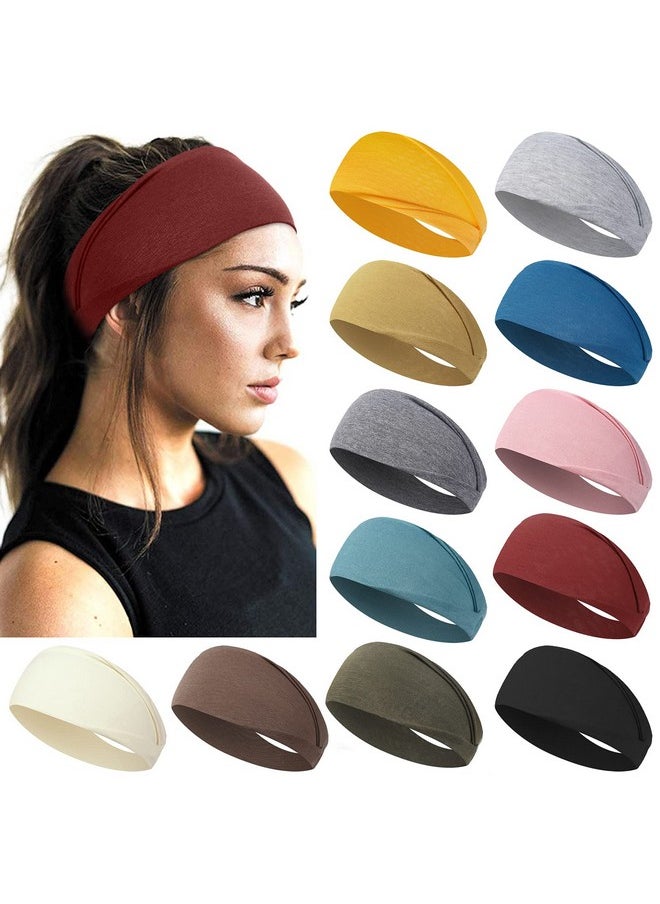 AKTVSHOW Headbands For Women Short Hair Elastic Hair Bands For Women'S Hair Non Slip Workout Sports Yoga Head Band Hair Accessories Wide Thick Sweat Hair Wrap For Girls 12 Pack  - Image 1