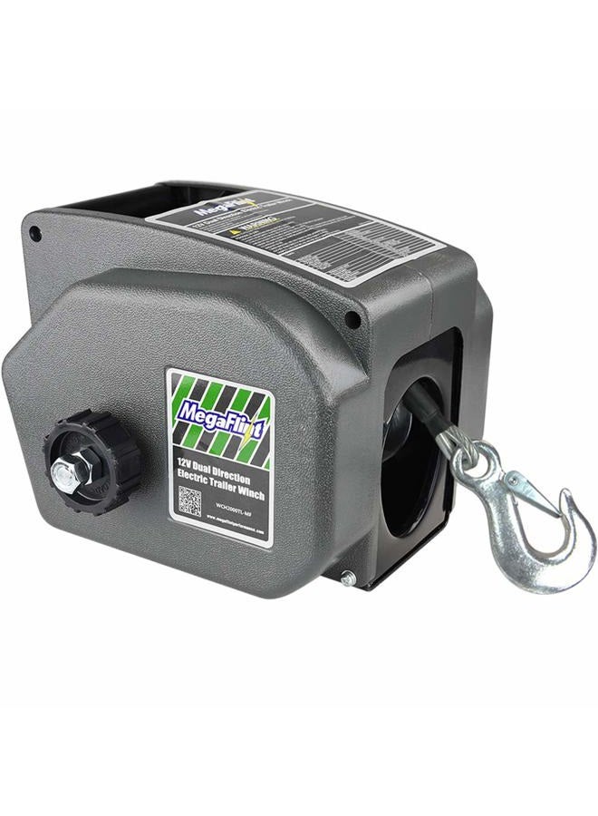 Megaflint Trailer winch,Reversible electric Winch, for boats up to 6000 lbs.12V DC,Power-in, Power-out, and Freewheel operations,30% higher winching power than regular 6000 lbs winch. - Image 1