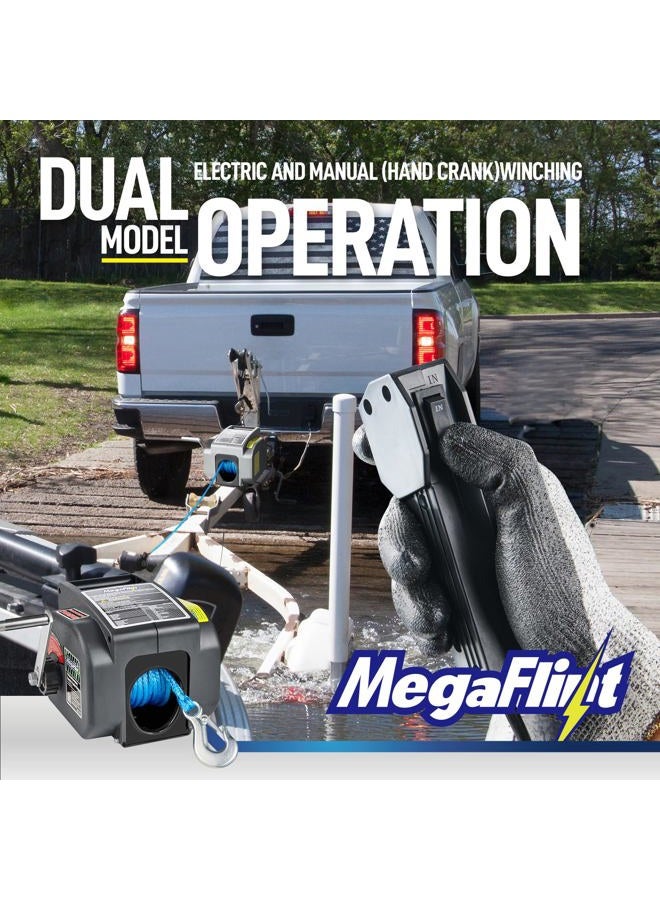 Megaflint Trailer winch,Reversible electric Winch, for boats up to 6000 lbs.12V DC,Power-in, Power-out, and Freewheel operations,30% higher winching power than regular 6000 lbs winch. - Image 3