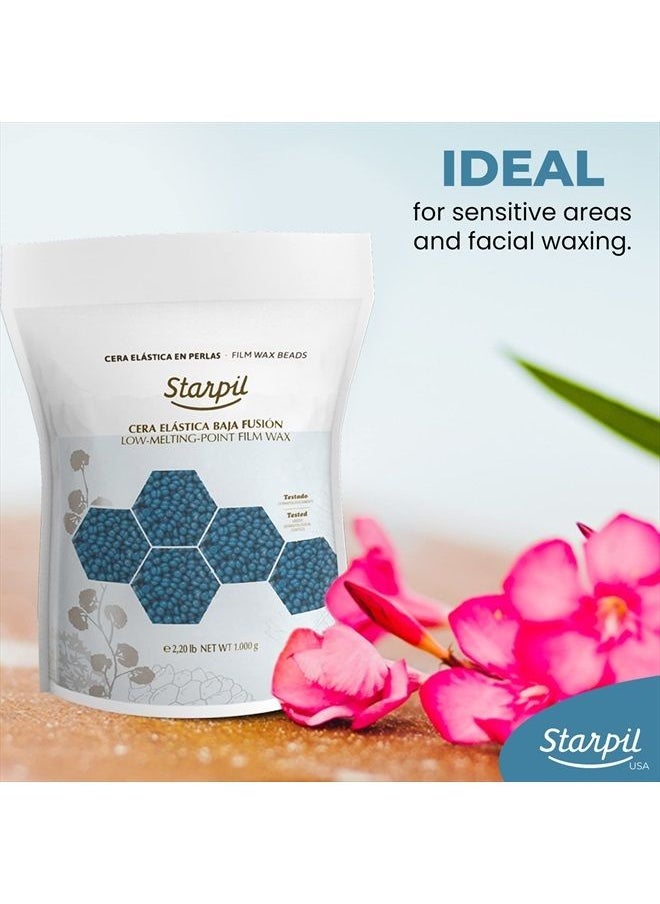 Starpil - Wax 1000g / 2.2 lb Bag Blue Hard Wax Beads for Hair Removal, Stripless Wax Beans Refill for Wax Pot Warmer Professional, Low Temperature Film Hair Removal Wax Pearls. - Image 1