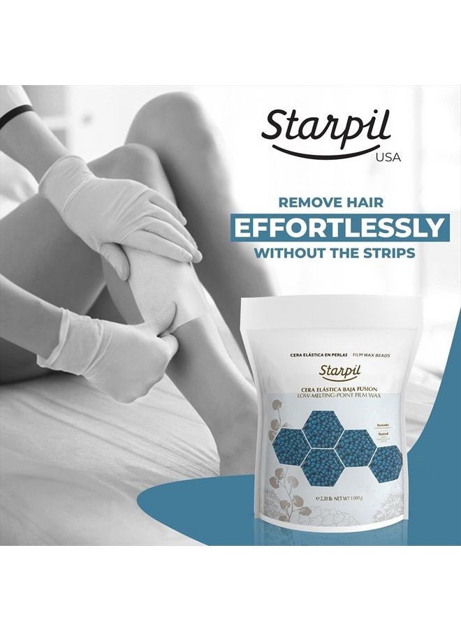 Starpil - Wax 1000g / 2.2 lb Bag Blue Hard Wax Beads for Hair Removal, Stripless Wax Beans Refill for Wax Pot Warmer Professional, Low Temperature Film Hair Removal Wax Pearls. - Image 1