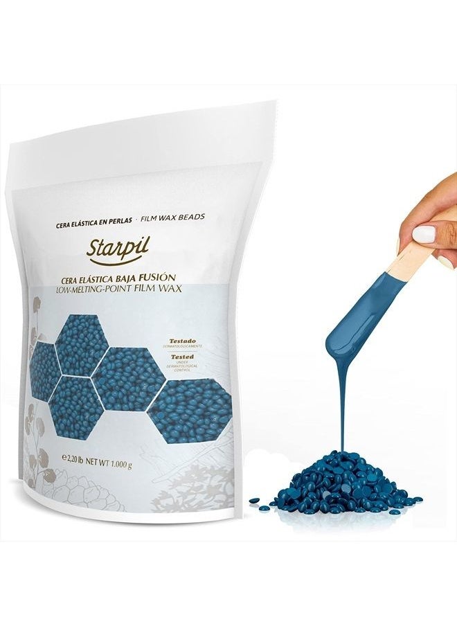 Starpil - Wax 1000g / 2.2 lb Bag Blue Hard Wax Beads for Hair Removal, Stripless Wax Beans Refill for Wax Pot Warmer Professional, Low Temperature Film Hair Removal Wax Pearls. - Image 1