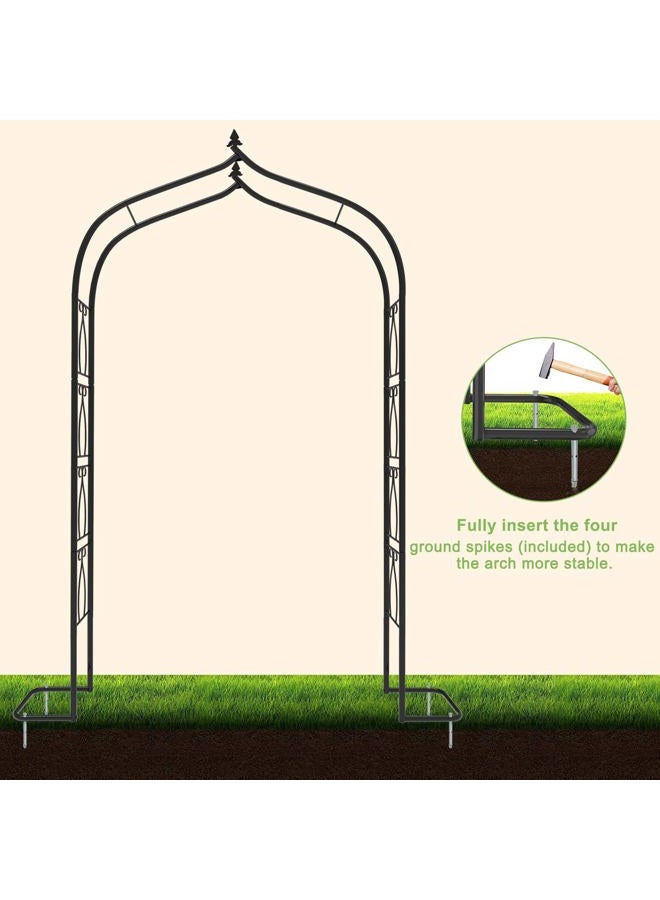OUSHENG 7FT Garden Arch Trellis with Ground Stakes, Outdoor Steel Arbor for Climbing Plants, Archway Frame Stand Gate for Wedding Ceremony Decoration Party Vines Lawn Courtyard Patio Backyard - Image 3