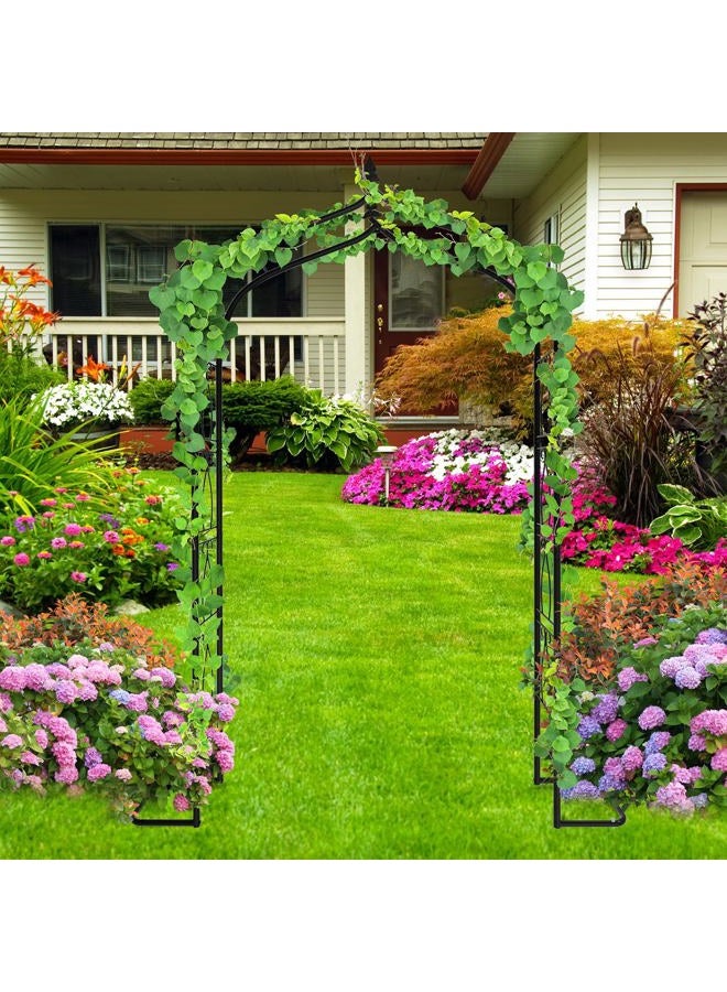 OUSHENG 7FT Garden Arch Trellis with Ground Stakes, Outdoor Steel Arbor for Climbing Plants, Archway Frame Stand Gate for Wedding Ceremony Decoration Party Vines Lawn Courtyard Patio Backyard - Image 5