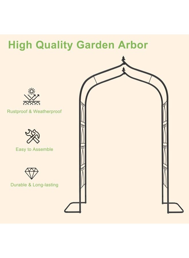OUSHENG 7FT Garden Arch Trellis with Ground Stakes, Outdoor Steel Arbor for Climbing Plants, Archway Frame Stand Gate for Wedding Ceremony Decoration Party Vines Lawn Courtyard Patio Backyard - Image 2