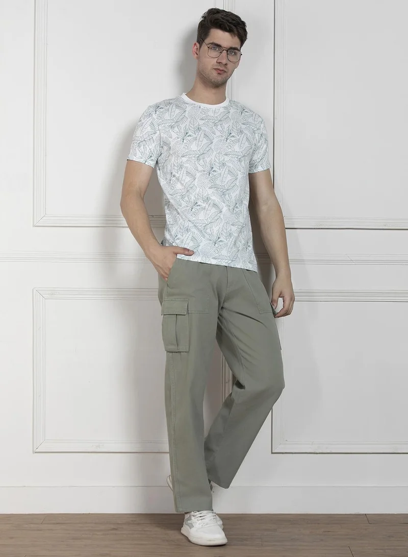 Dennis Lingo Blue Printed Regular Fit Round Neck T-shirt for Men - 100% Cotton, Half Sleeves, Casual