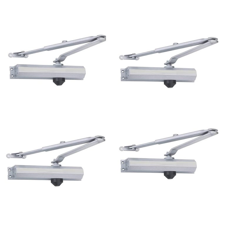 Bosney Aluminium Hydraulic Door Closer 202mmx365mmx402mm Silver201 Pack of 4 - Image 1