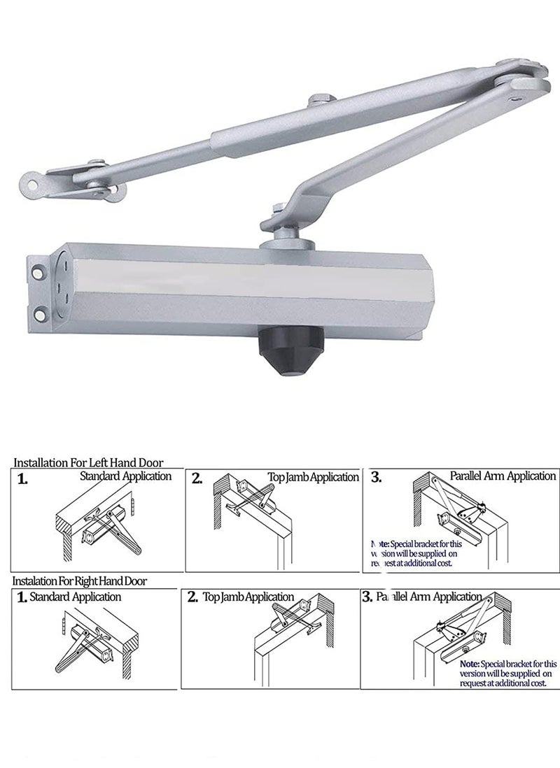 Bosney Aluminium Hydraulic Door Closer 202mmx365mmx402mm Silver201 Pack of 4 - Image 4