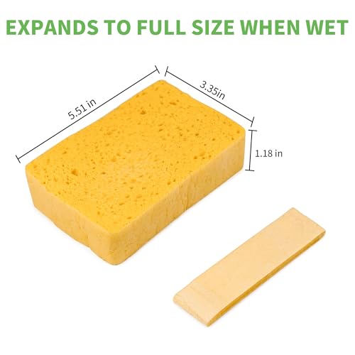 kickleen 4 Pack Compostable Thicker Pop-Up Sponges - Expanding, Non-Scratch, Plant-Based Dish Cellulose Sponges Car Wash Sponge - Image 2