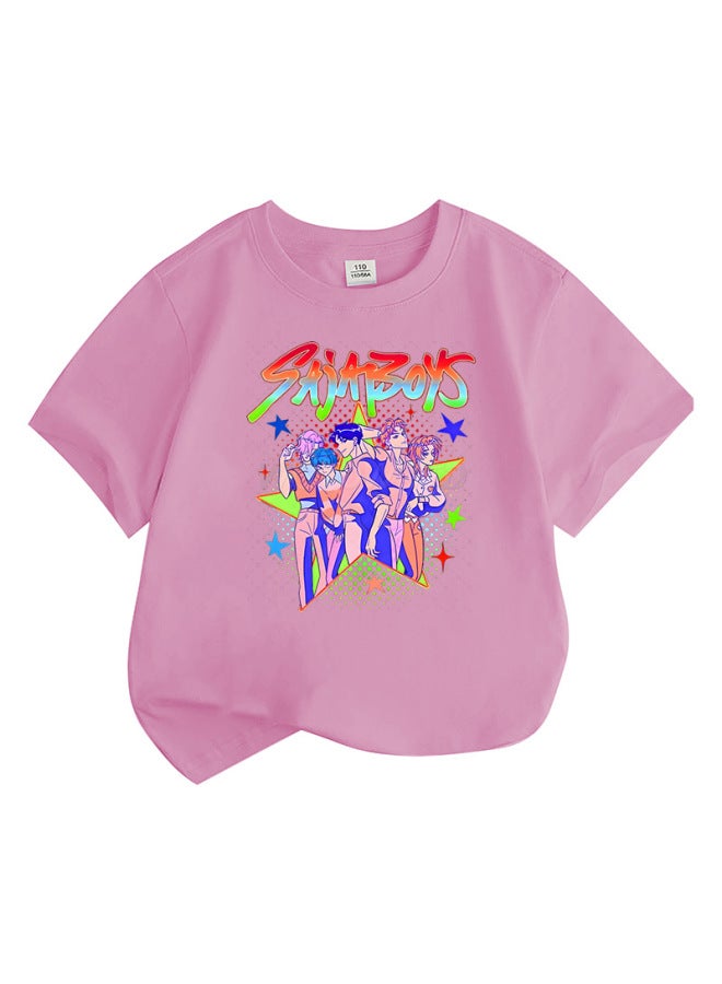 Best Seller Kpop Anime Cartoon Print Fashion Kids Short Sleeve T-shirt Loose Casual Top