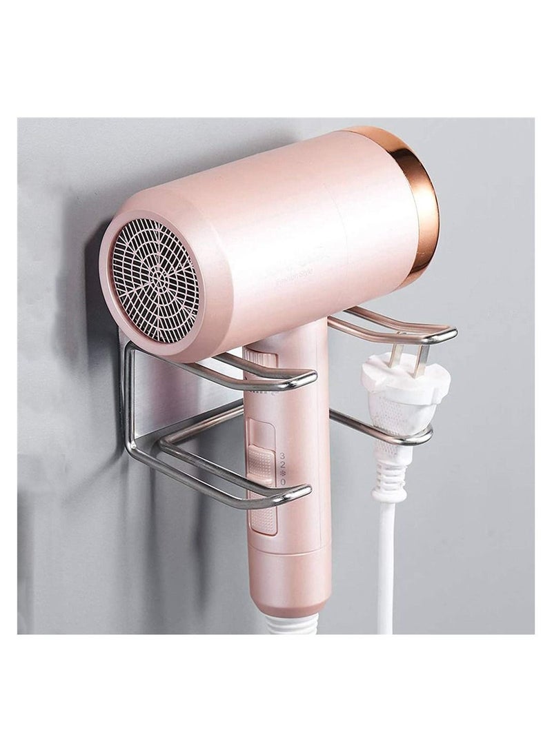 Y&D 1 Hair Dryer Holder Wall Mount No Drilling Stainless Steel Styling Tool Storage Box Self Adhesive Fits Most Dryers Silver - Image 1