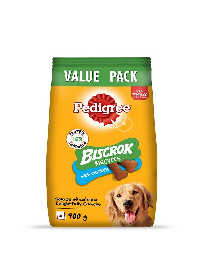 Pedigree - Biscrok Biscuits Dog Treats (Above 4 Months), Chicken Flavor, 900G Pack - Image 1