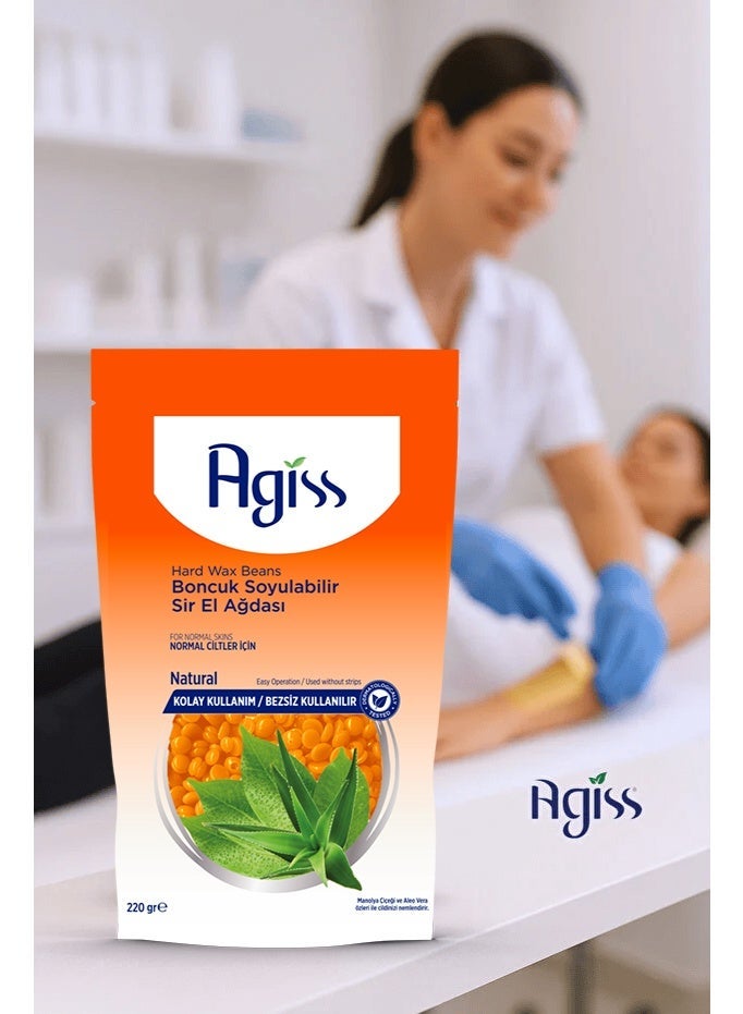 Agiss Natural Hard Wax Beans – 220g Peel-Off Bead Wax with Aloe Vera & Magnolia | Stripless Professional Hair Removal for Face, Body & Bikini | For Normal Skin - Image 4