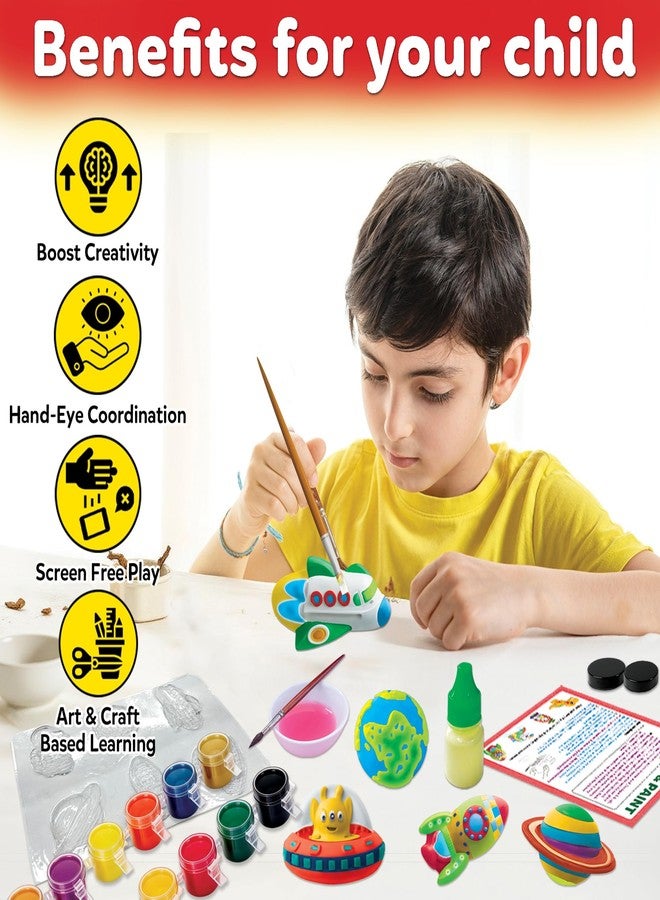 Little Berry DIY Mould Painting Kit | Outer Space DIY Craft Kits | Craft Set to Make 6 Glow in The Dark Magnets | Art & Craft Kit for Girls & Boys | DIY Kit for Kids Gift - Image 5