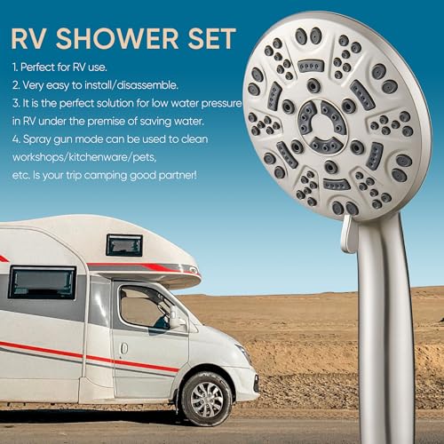 Cobbe High Pressure 8 Functions Shower Head with handheld - Powerful Detachable Shower Head Set for Low Water Pressure - Tool-less 1-Min Installation, Extra Long Stainless Steel Hose (Brushed Nickel) - Image 3