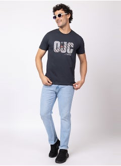 OCTAVE Octave Men's Solid Color Cotton with Spandex T-shirt,Charcol  - Image 1