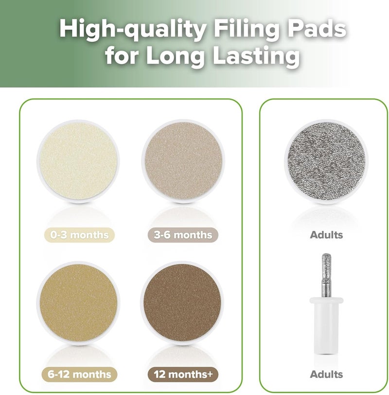 haakaa مجموعة العناية بأظافر الأطفال الكهربائية من هاكّا مع ضوء LED - مقص أظافر آمن للمواليد والرضع والبالغين مع 6 رؤوس بديلة وحافظة تخزين - Image 5