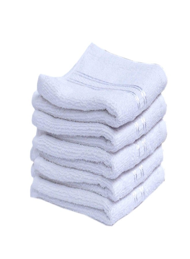 Space Fly SILVERLINE Love Touch Very Soft Fresh Loom 500 GSM 100% Cotton Towel Hanky, Face Towel for Women,10x10 Inch Handkerchiefs (Solid White_5 Pieces) - Image 1