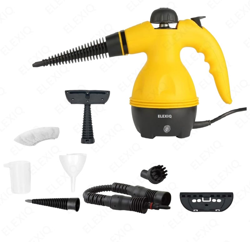 ELEXIQ Multi-Purpose Handheld Pressurized Steam Cleaner with 9-Piece Accessories, Perfect for Stain Removal, Curtains, Car Seats, Floor, Window Cleaning - Image 1